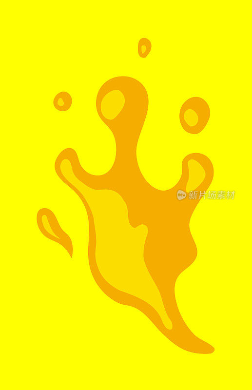 Orange juice splash isolated on yellow background
